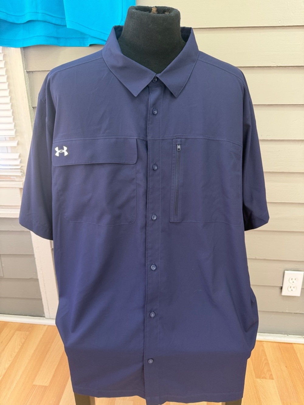 Under Armour Men’s Performance Tech Golf & Motivator Polo - Turquoise & Navy - Picture 2 of 8